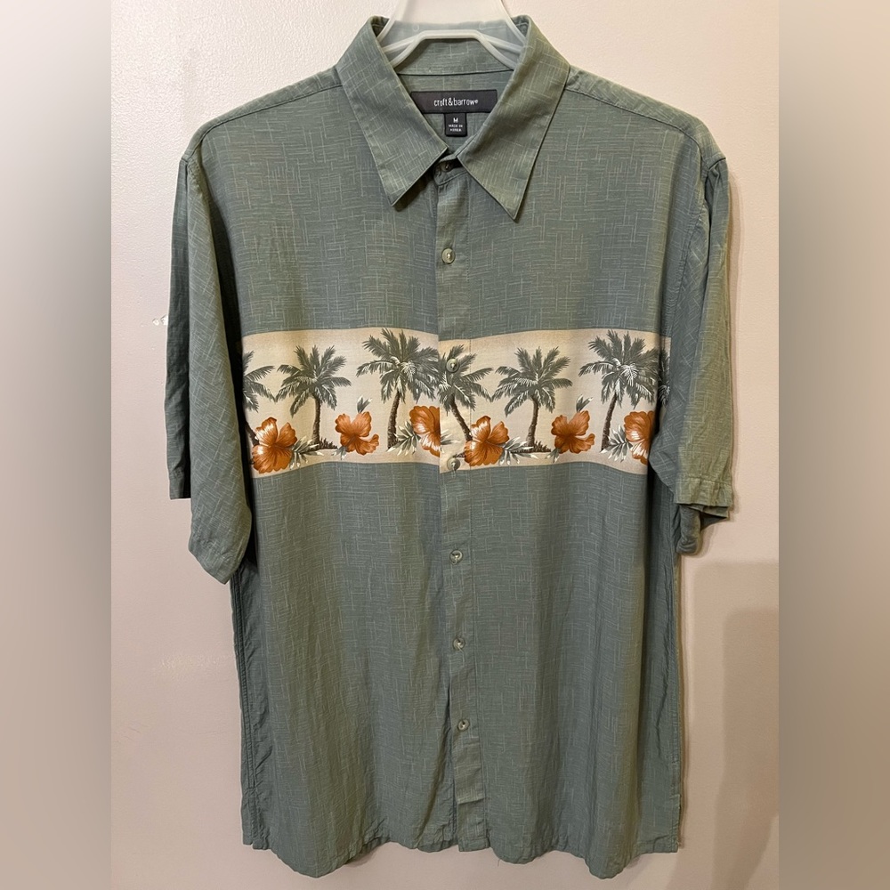 Croft & Barrow Olive green Hawaiian shirt.